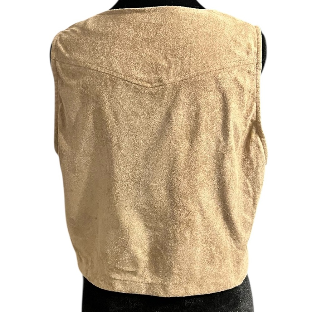 HOTOUCH Tan Faux Suede Fringe Vest M - Picture 3 of 7